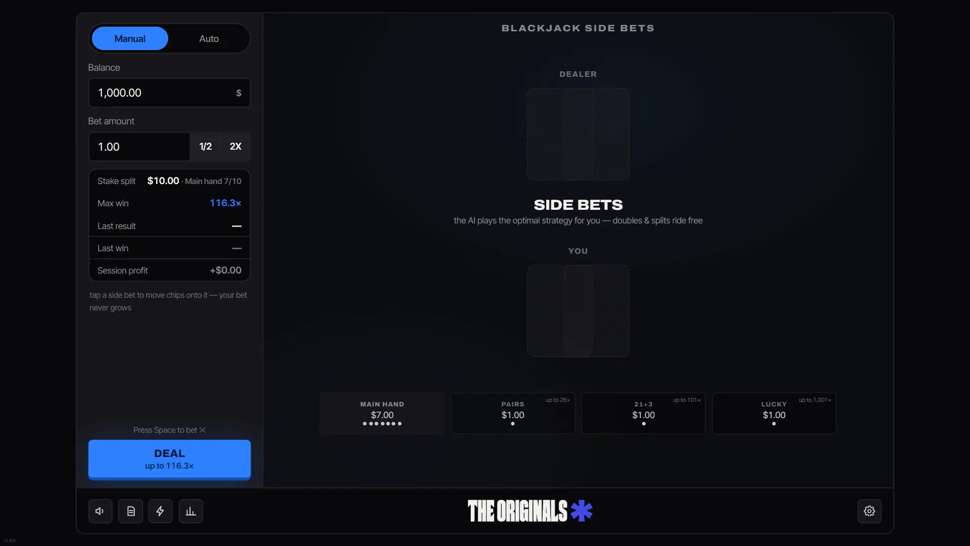 Blackjack Side Bets slot gameplay reels