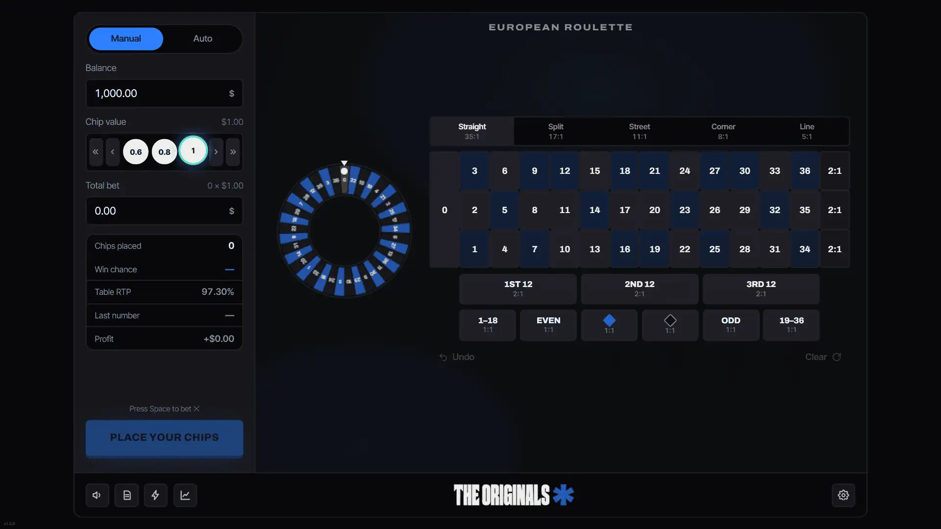 European Roulette gameplay