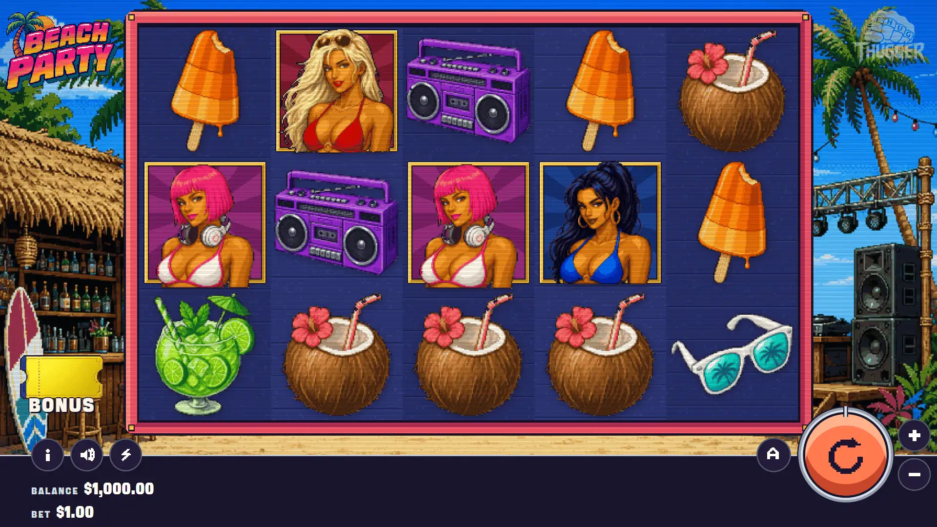 Beach Party slot gameplay reels