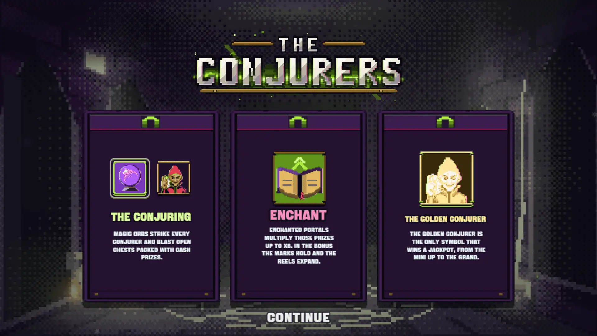 The Conjurers slot intro screen