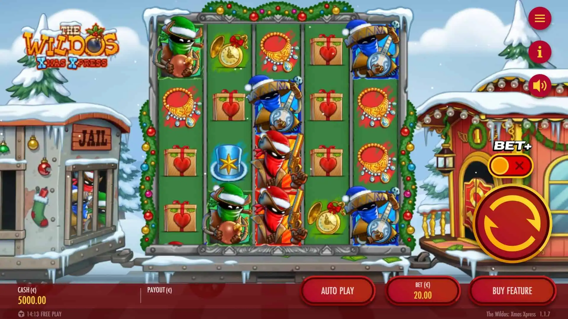 The Wildos: Xmas Xpress slot gameplay reels