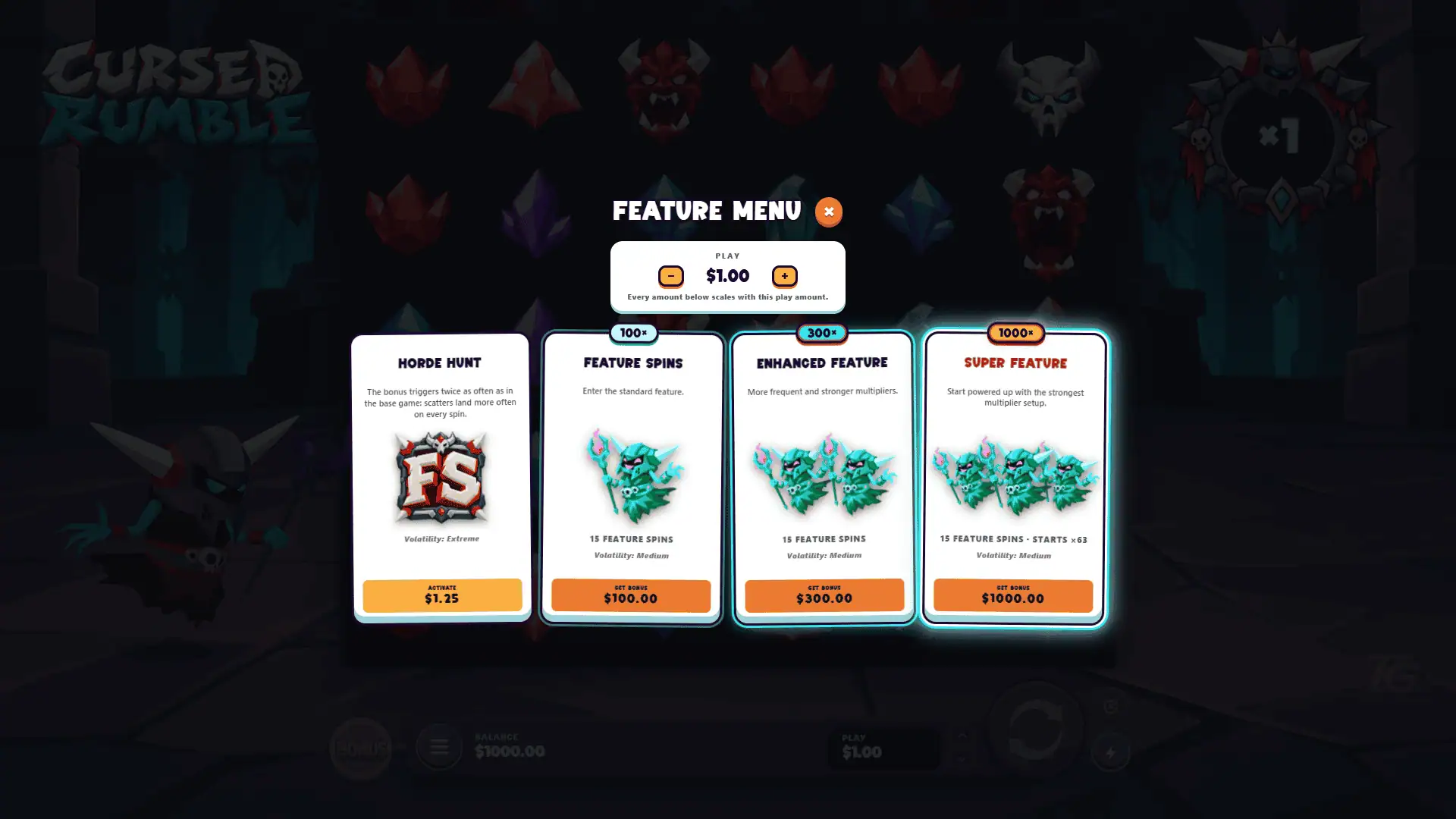 Cursed Rumble bonus buy menu