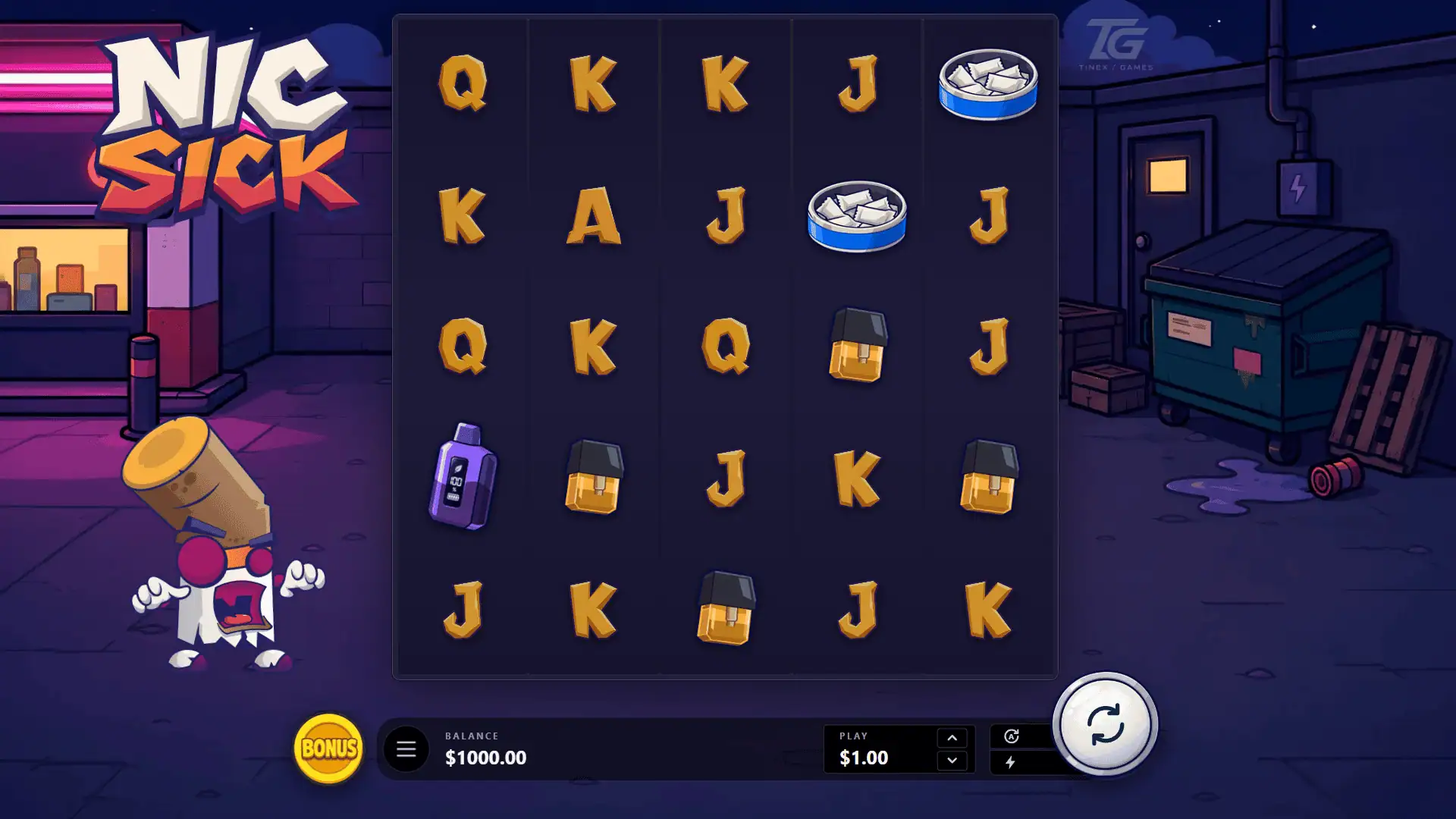 Nic Sick slot gameplay reels