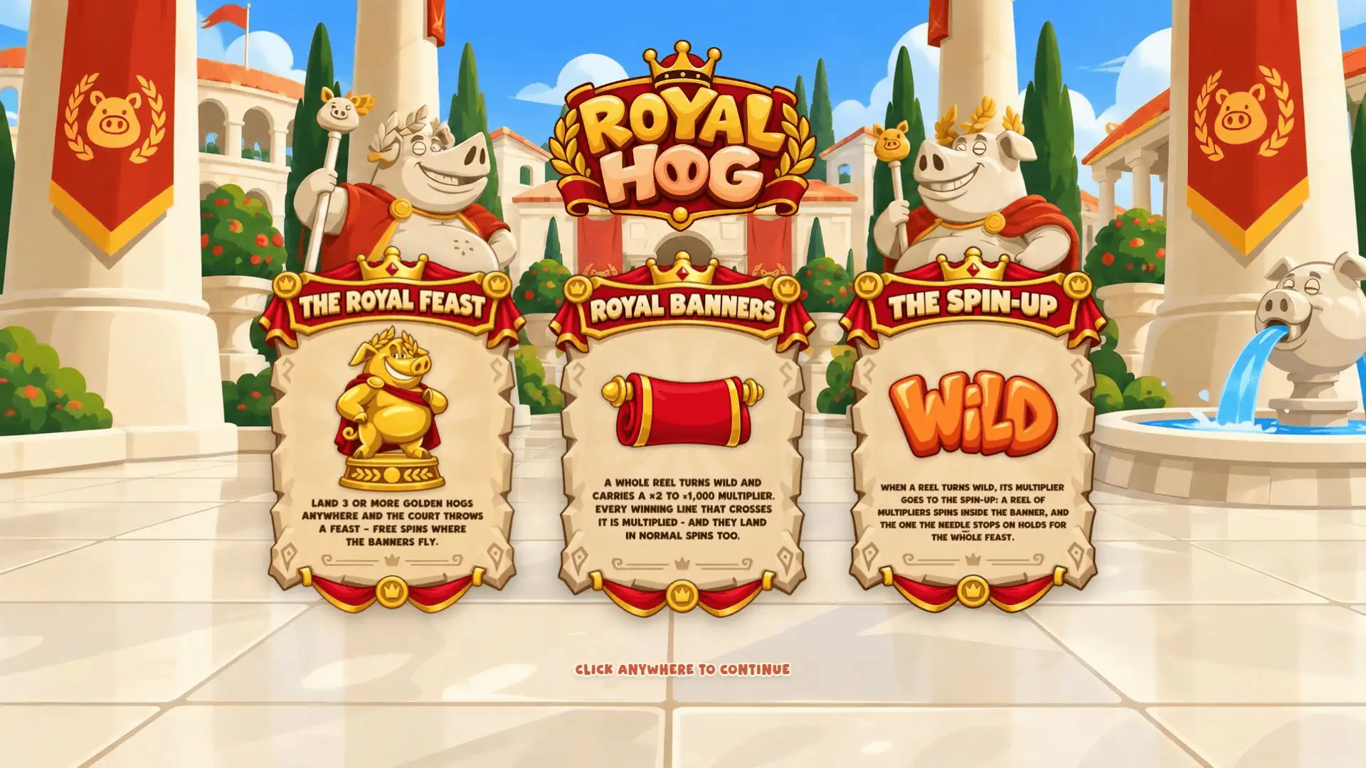 Royal Hog slot intro screen