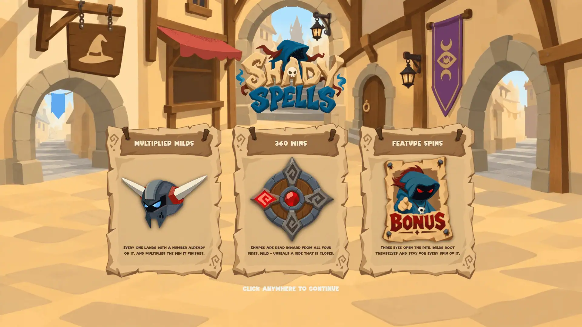Shady Spells slot intro screen