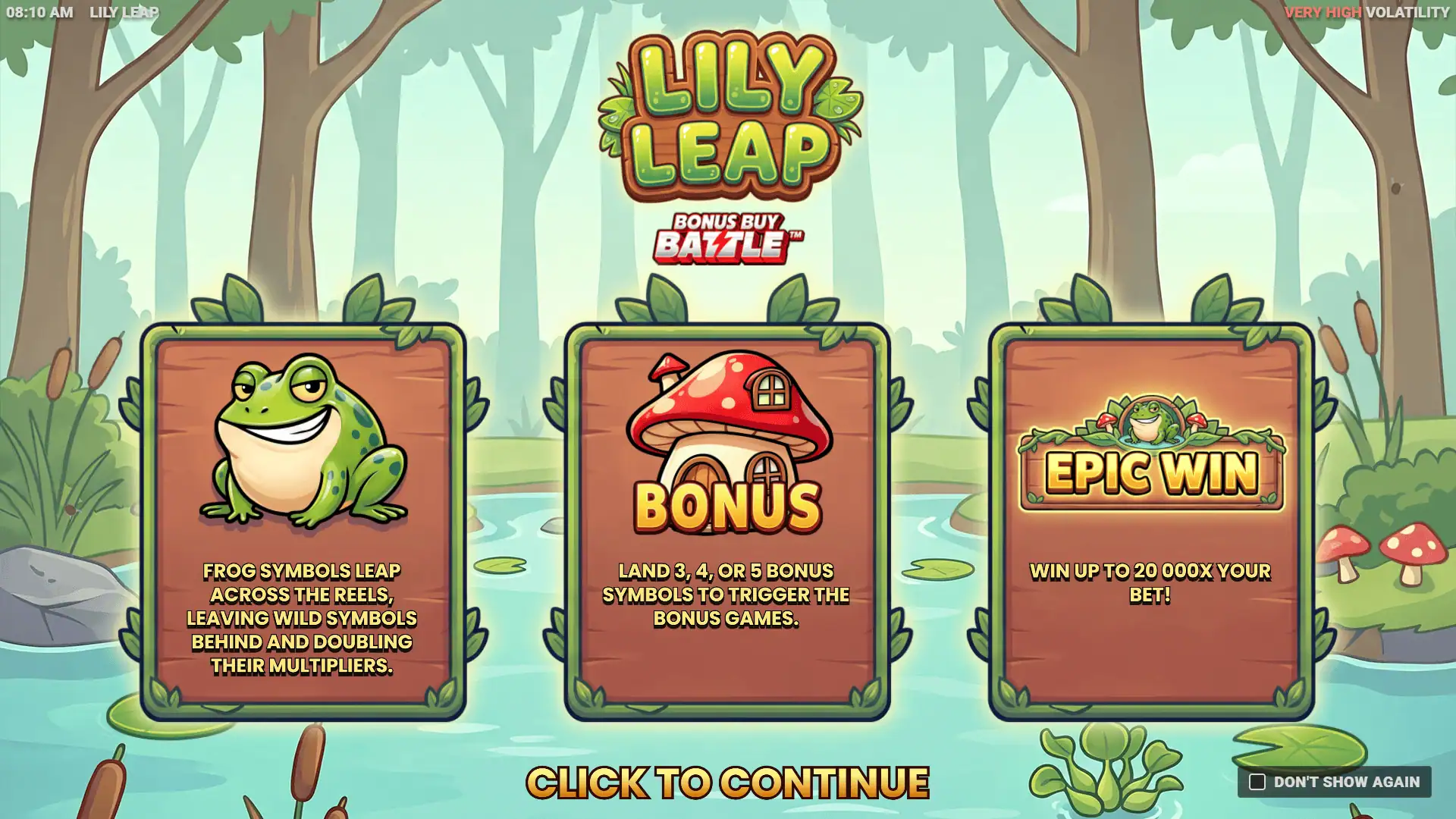 Lily Leap slot intro screen