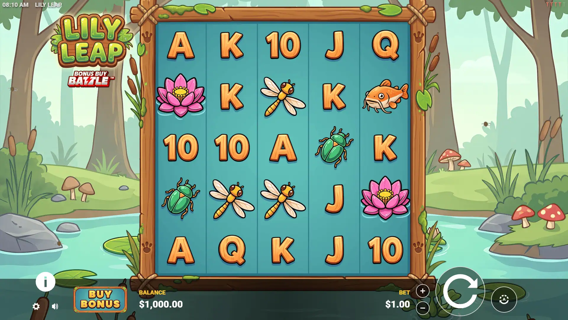 Lily Leap slot gameplay reels