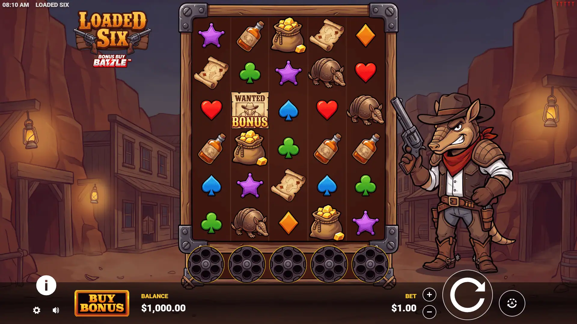 Loaded Six slot gameplay reels