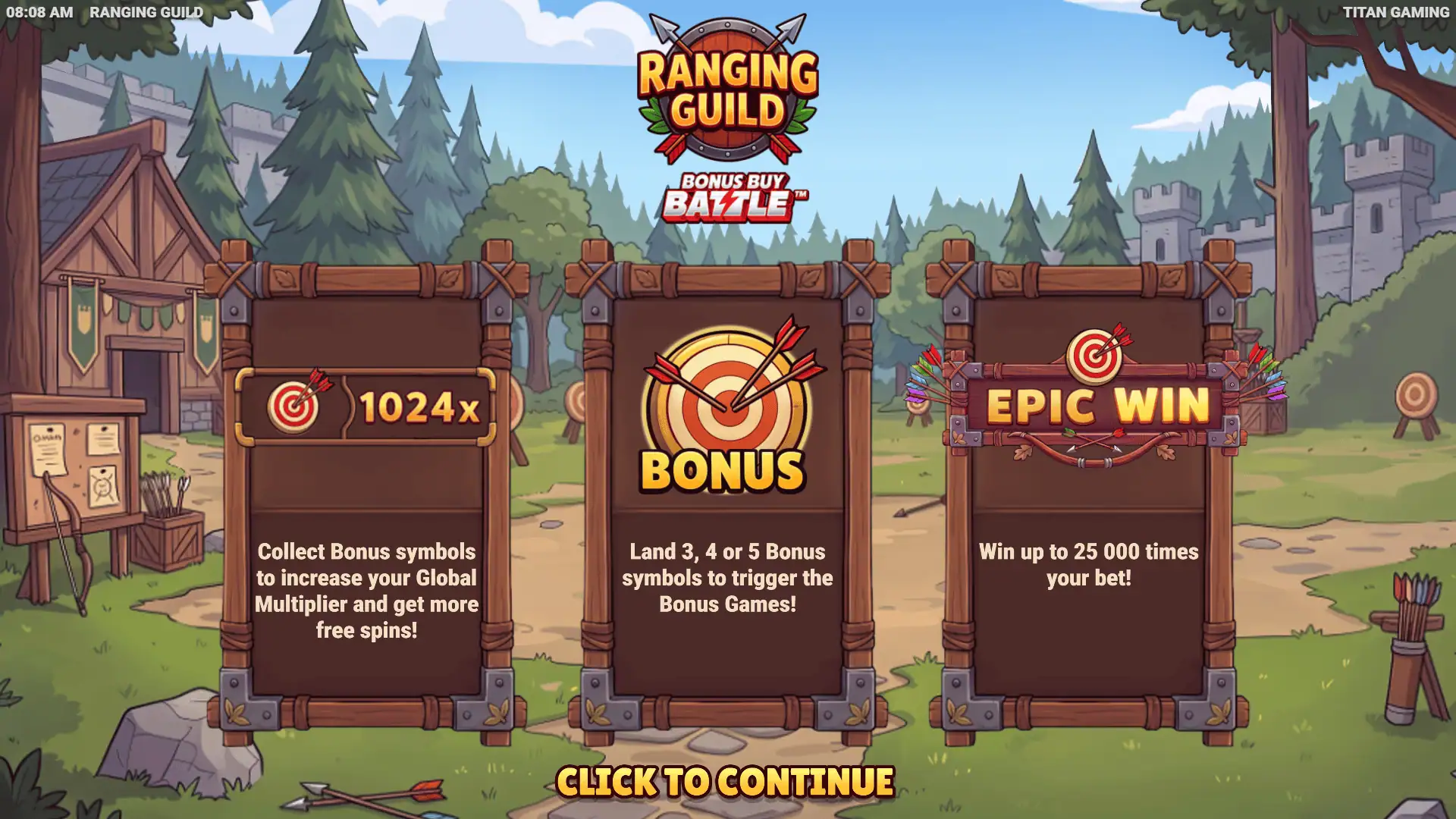 Ranging Guild slot intro screen