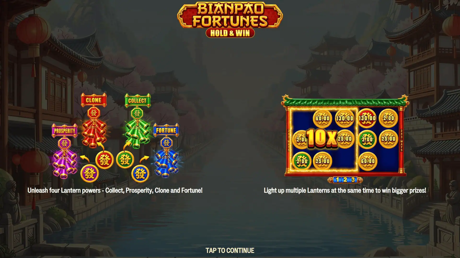 Bian Pao Fortunes slot intro screen