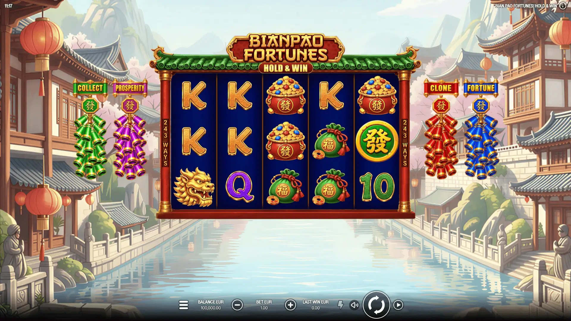 Bian Pao Fortunes slot gameplay reels