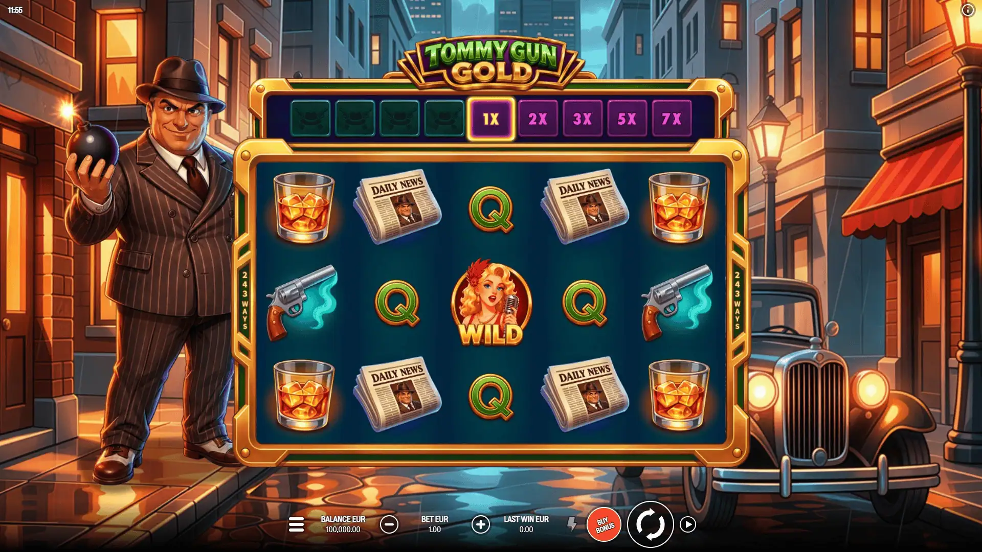 Tommy Gun Gold slot gameplay reels