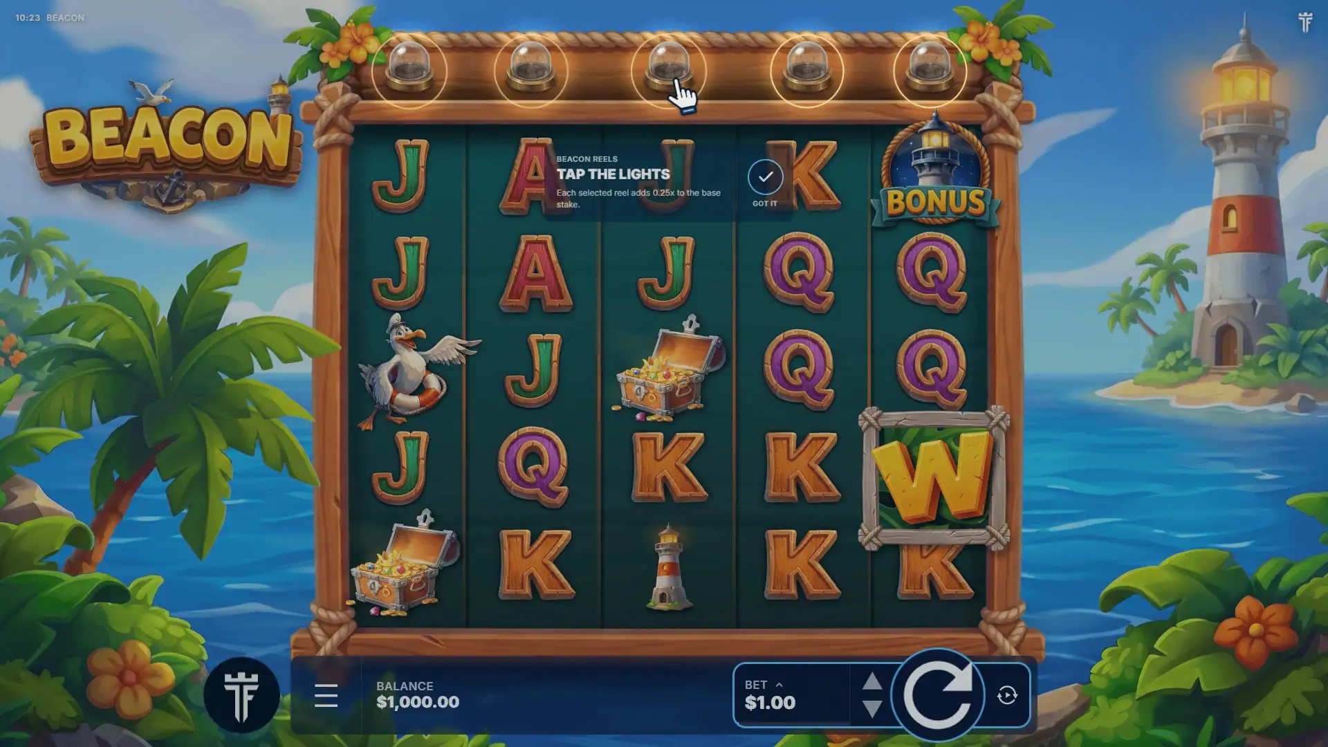 Beacon slot gameplay reels
