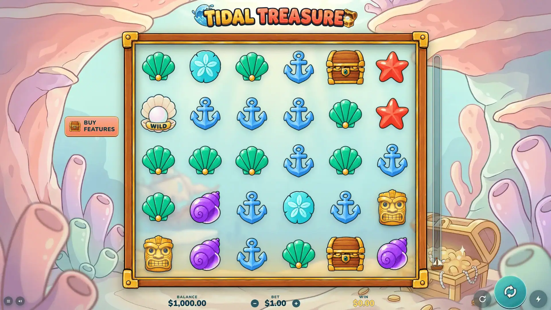 Tidal Treasure slot gameplay reels
