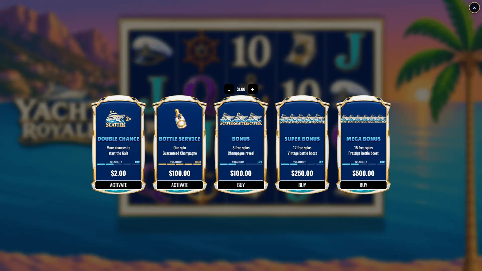 Yacht Royale bonus buy menu