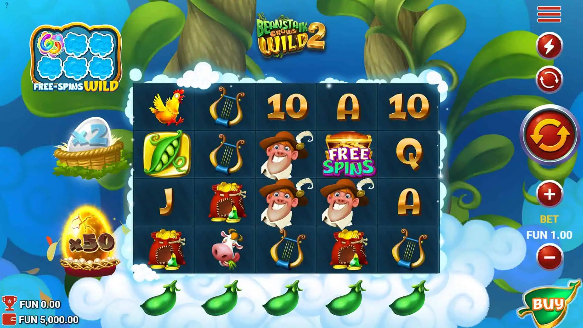 Beanstalk Grows Wild 2 slot gameplay reels