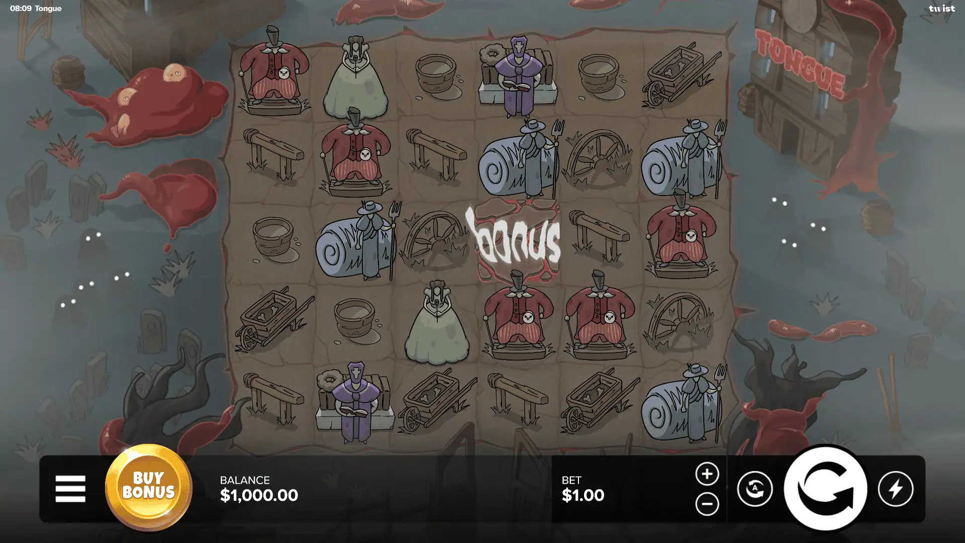 Tongue slot gameplay reels