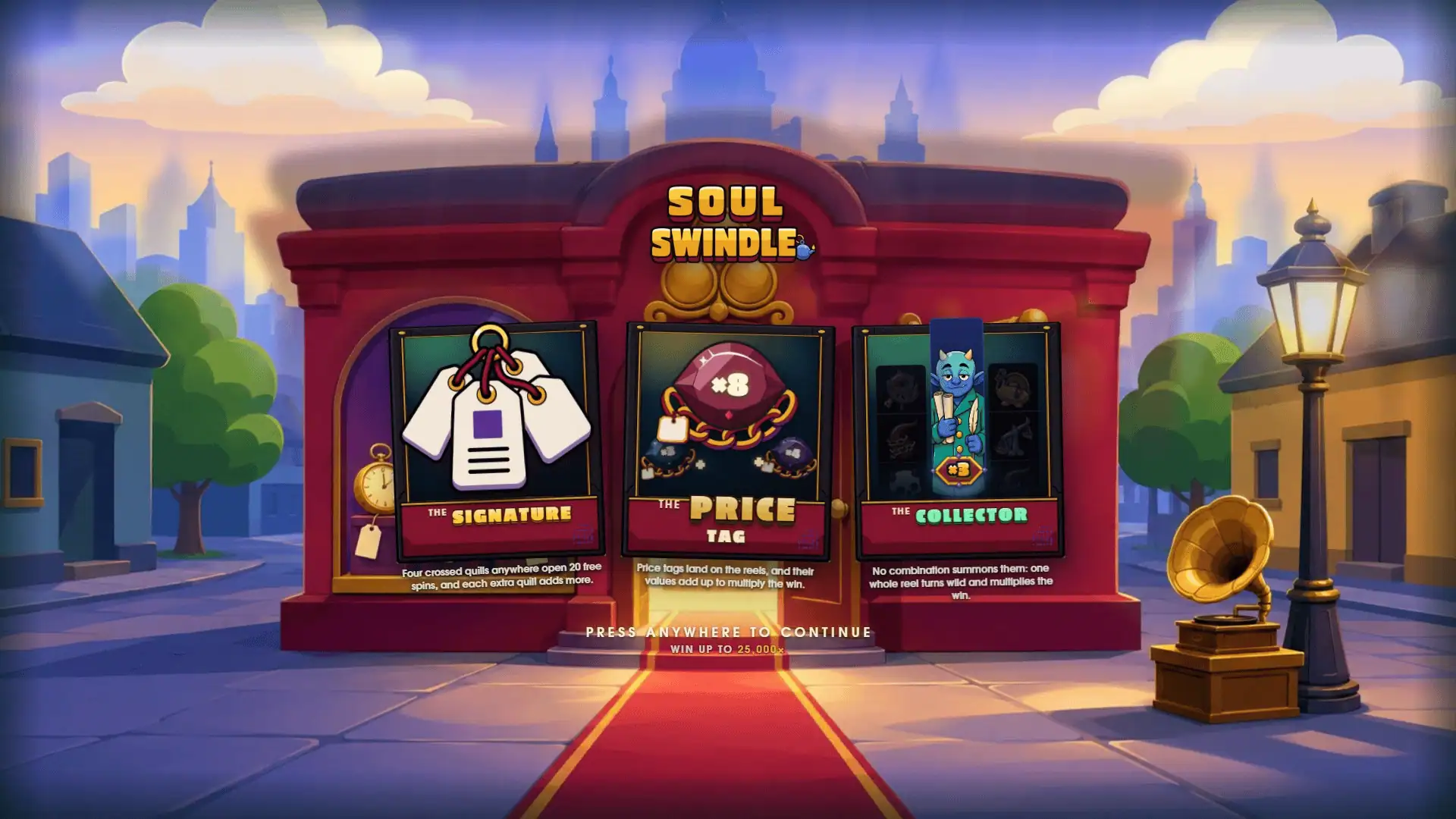 Sould Swindle slot intro screen