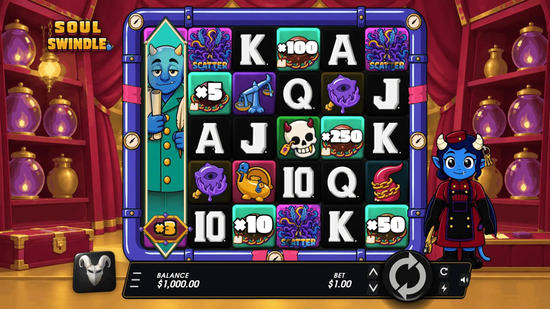 Sould Swindle slot gameplay reels
