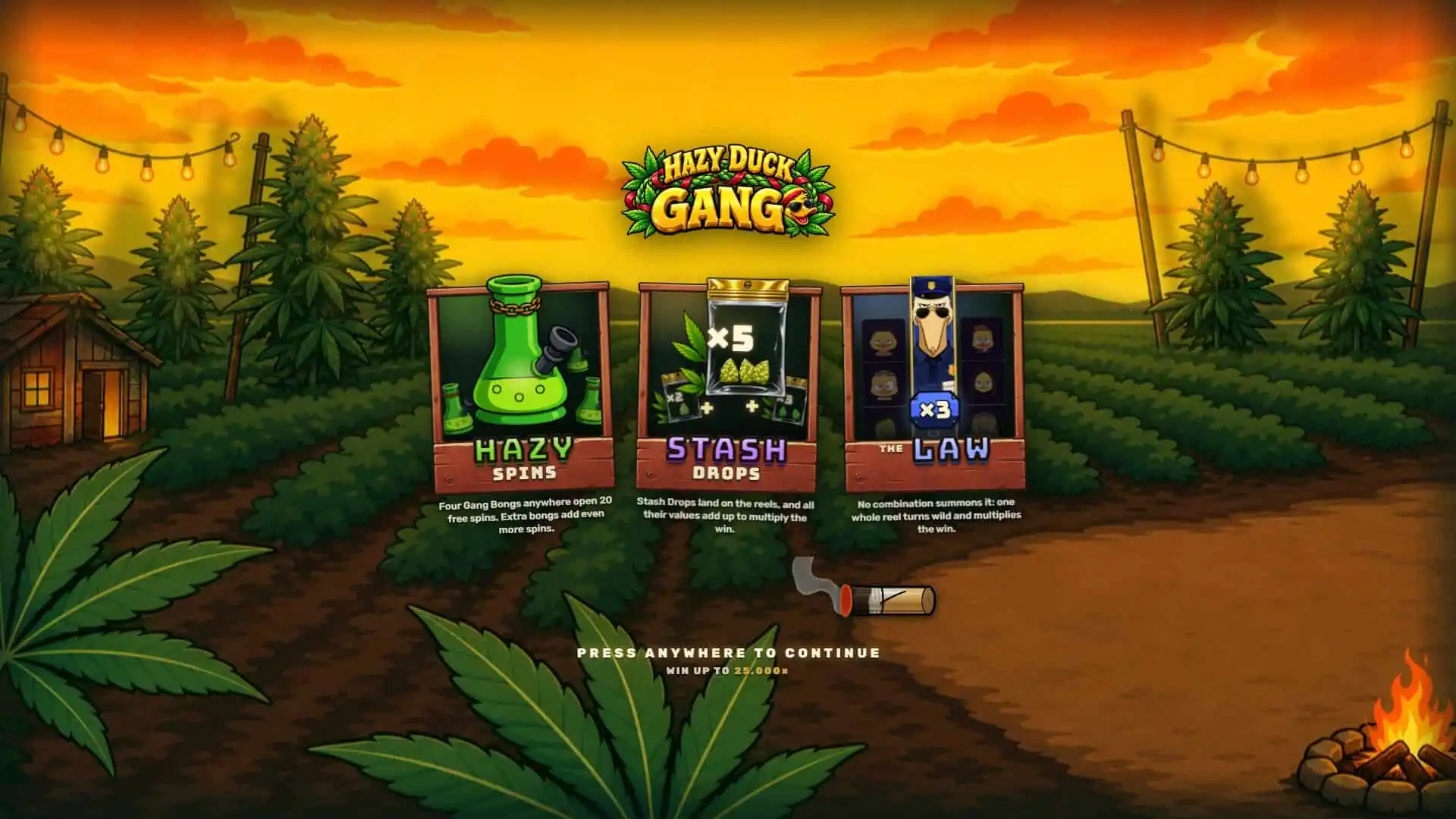 Hazy Duck GANG slot intro screen