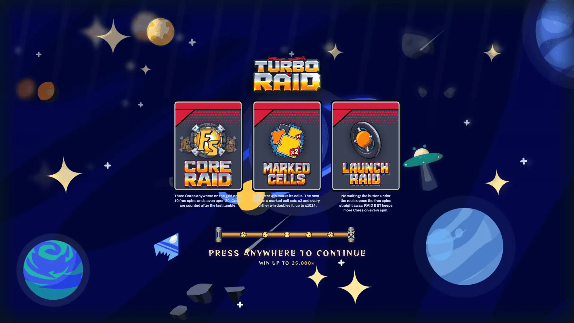 Turbo Raid slot intro screen