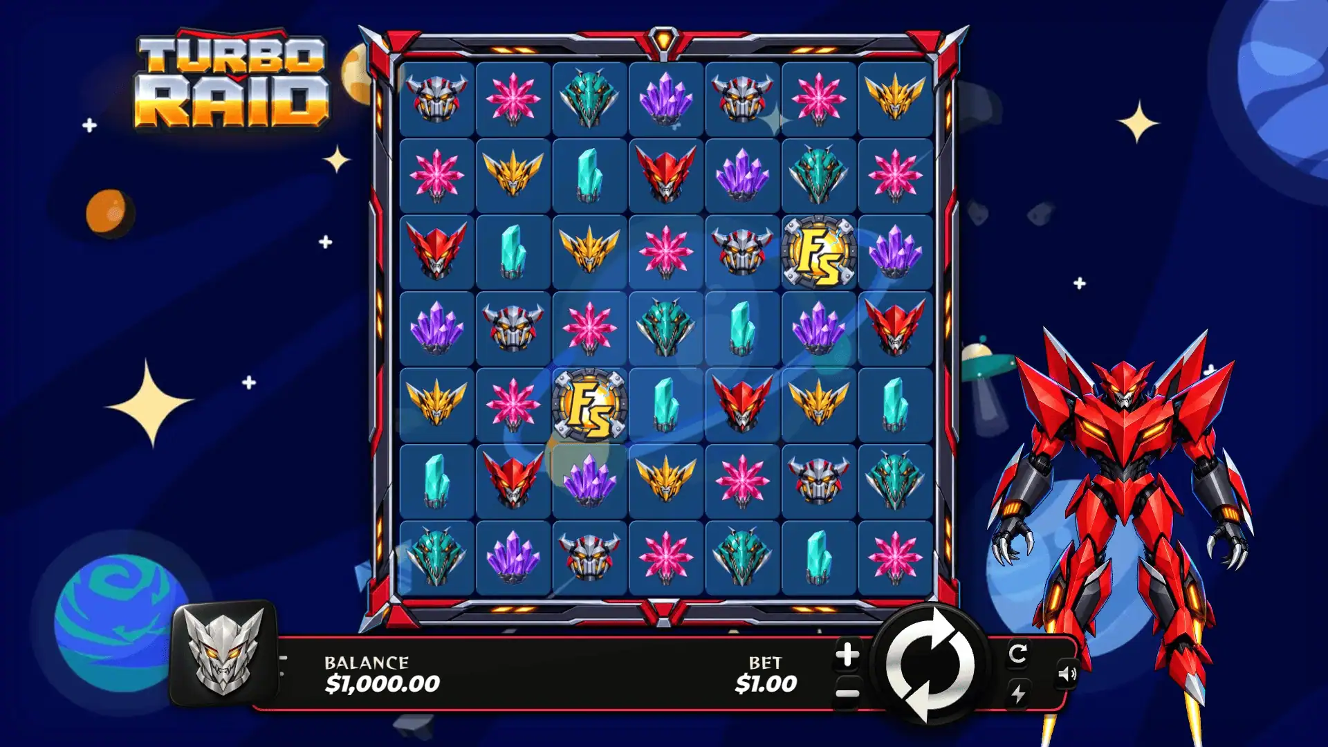 Turbo Raid slot gameplay reels
