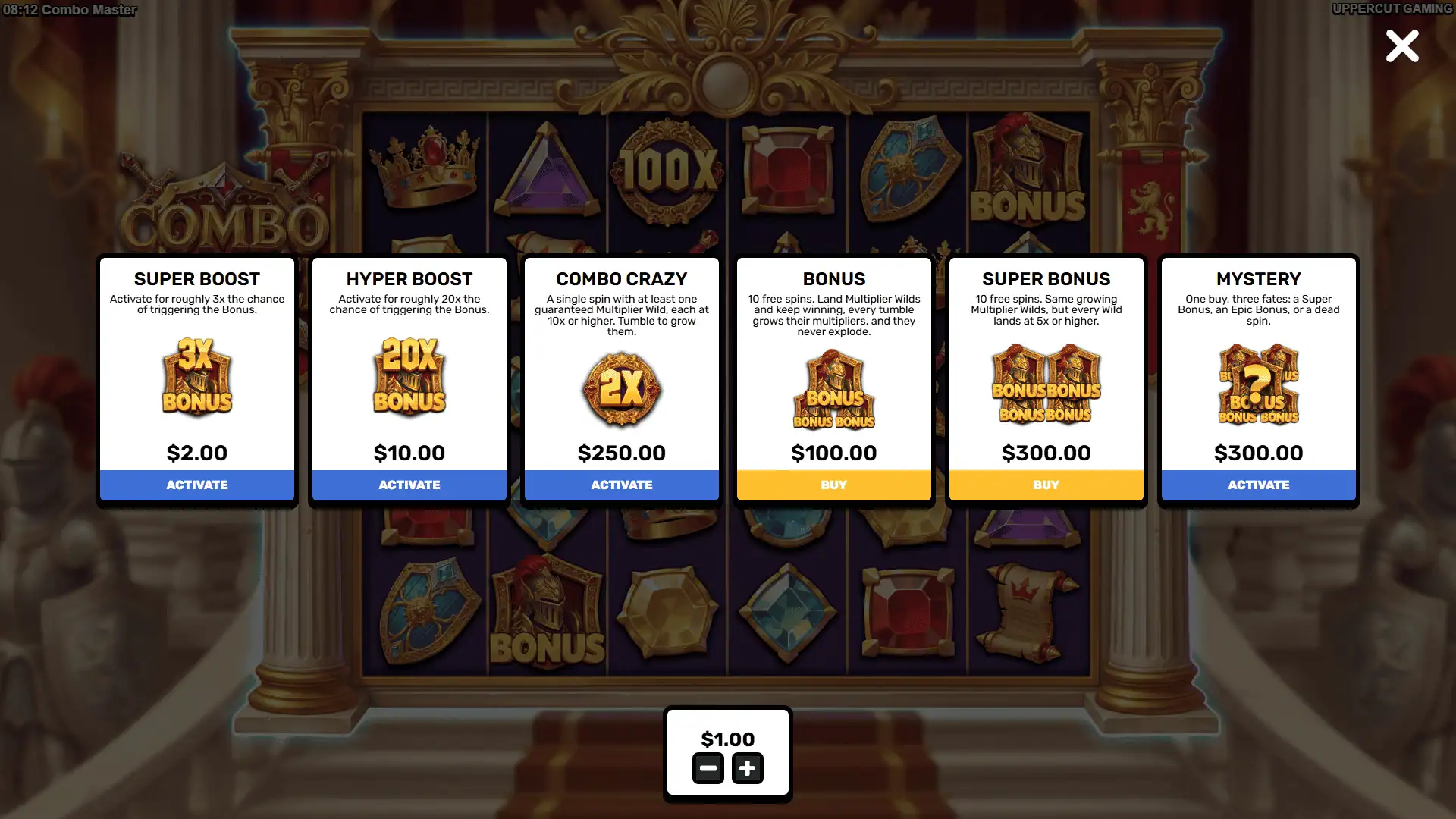 Combo Master bonus buy menu