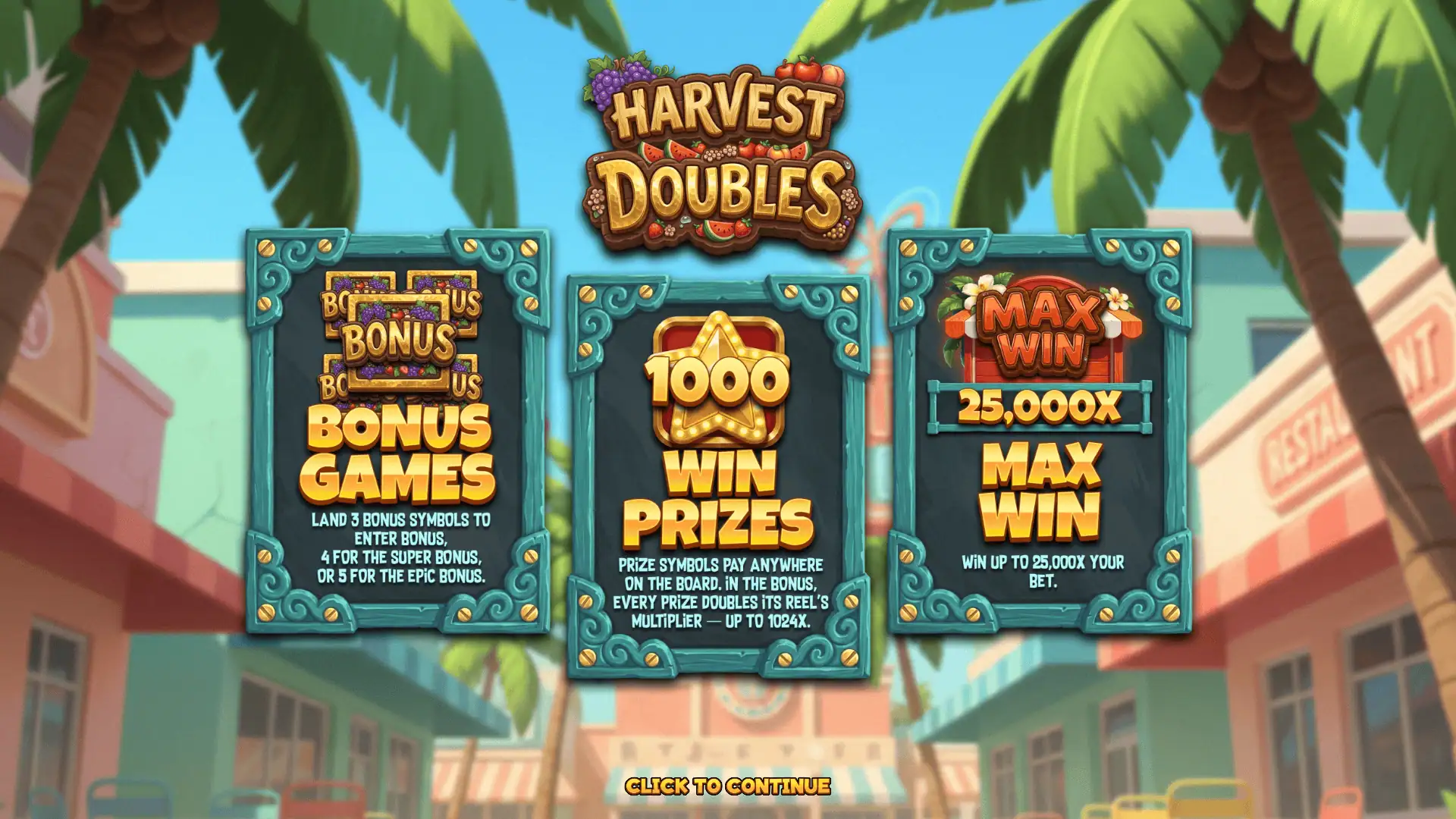 Harvest Doubles slot intro screen
