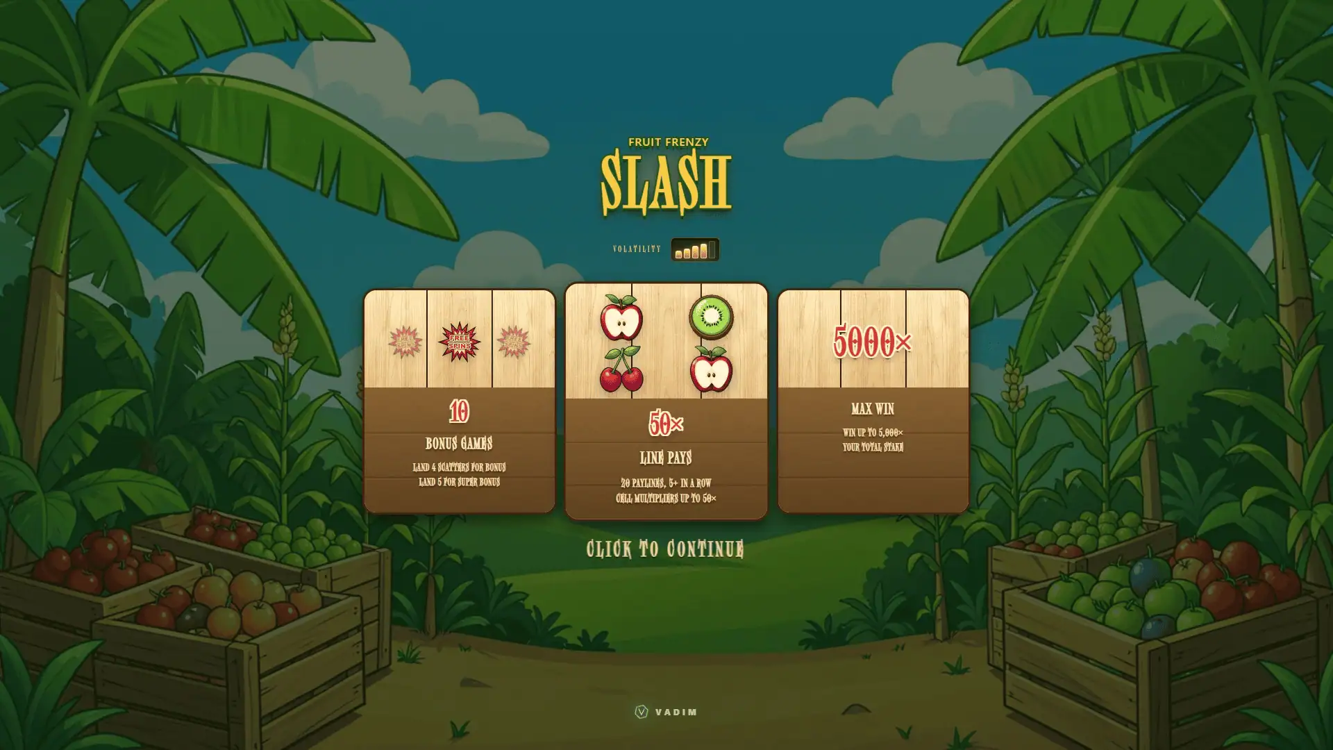 Fruit Frenzy Slash slot intro screen