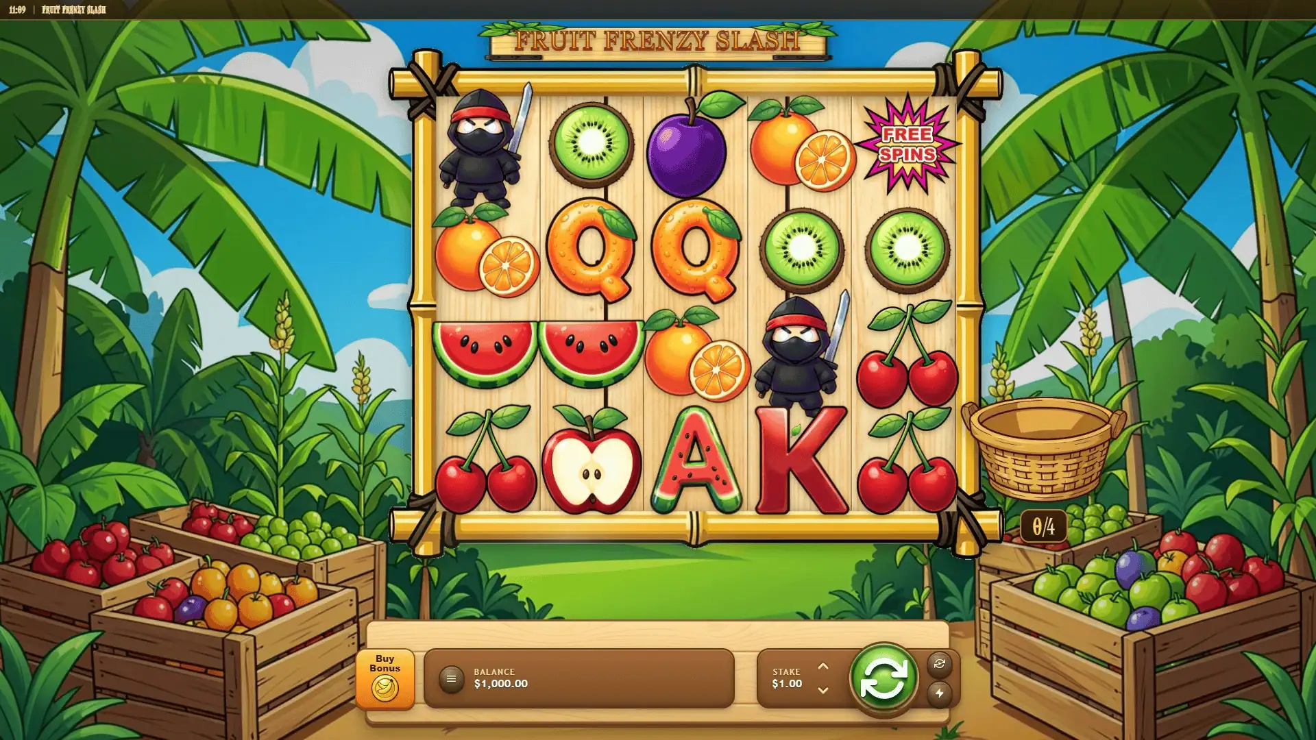 Fruit Frenzy Slash slot gameplay reels