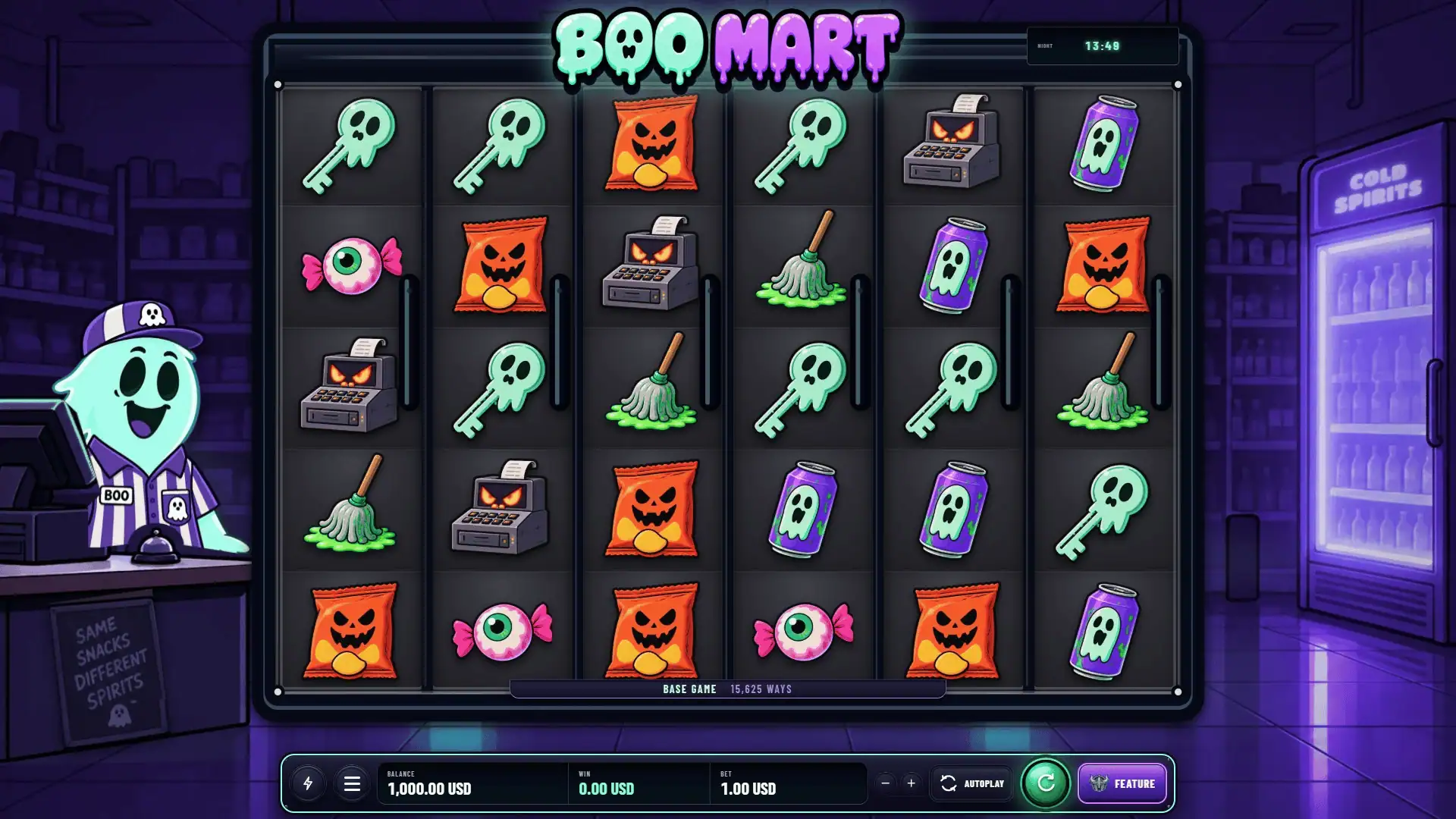 BOO Mart slot gameplay reels