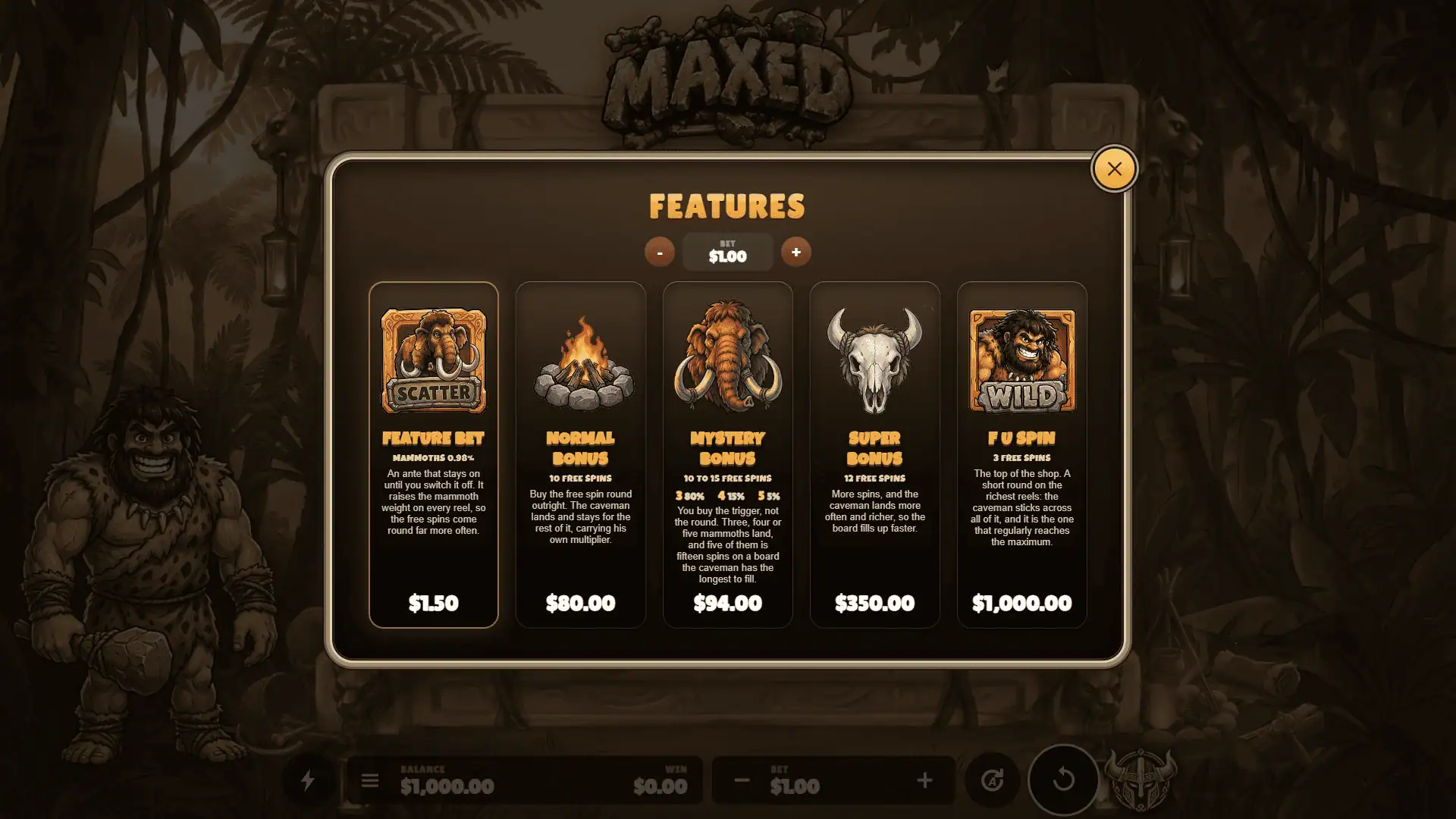 Maxed bonus buy menu