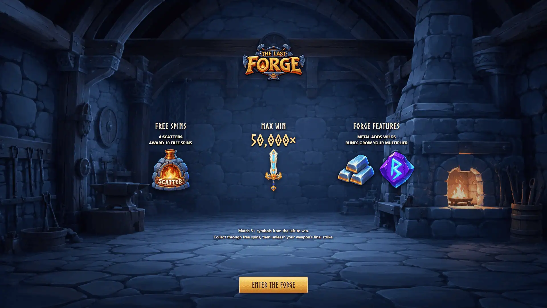 The Last Forge slot intro screen