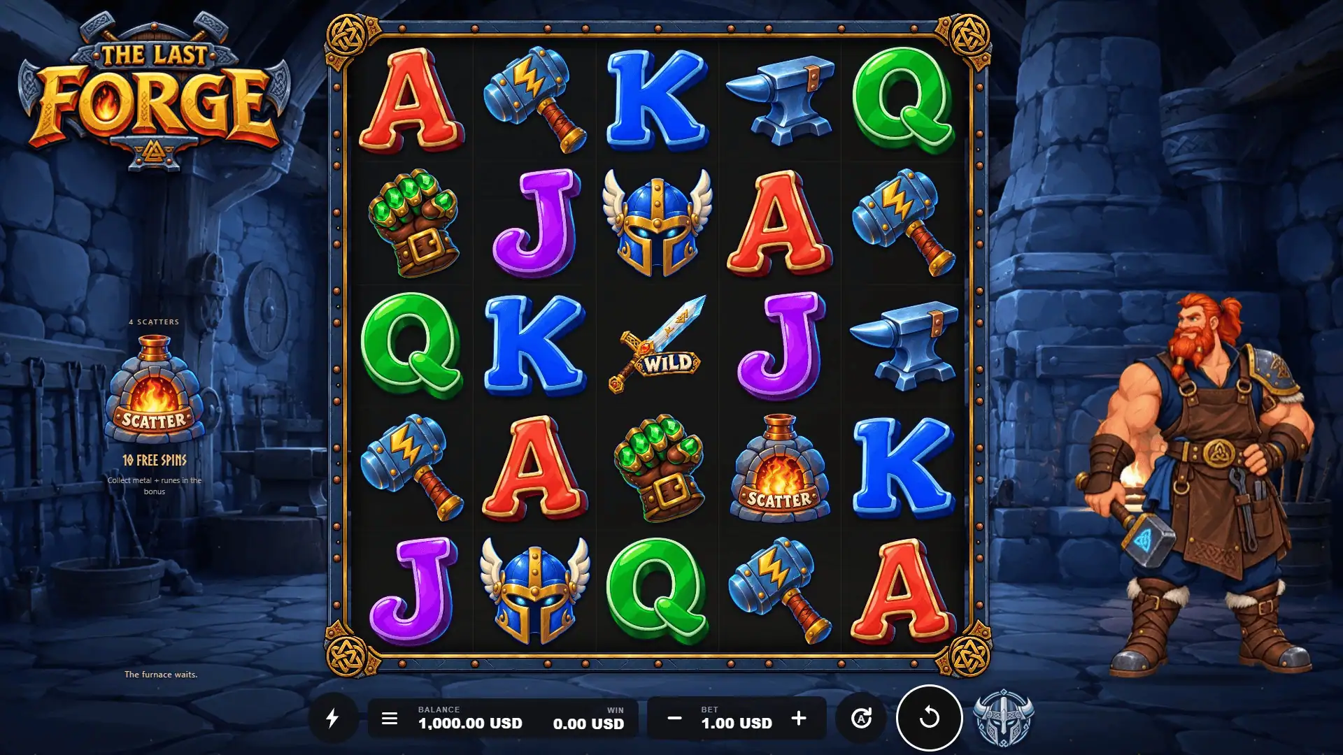 The Last Forge slot gameplay reels