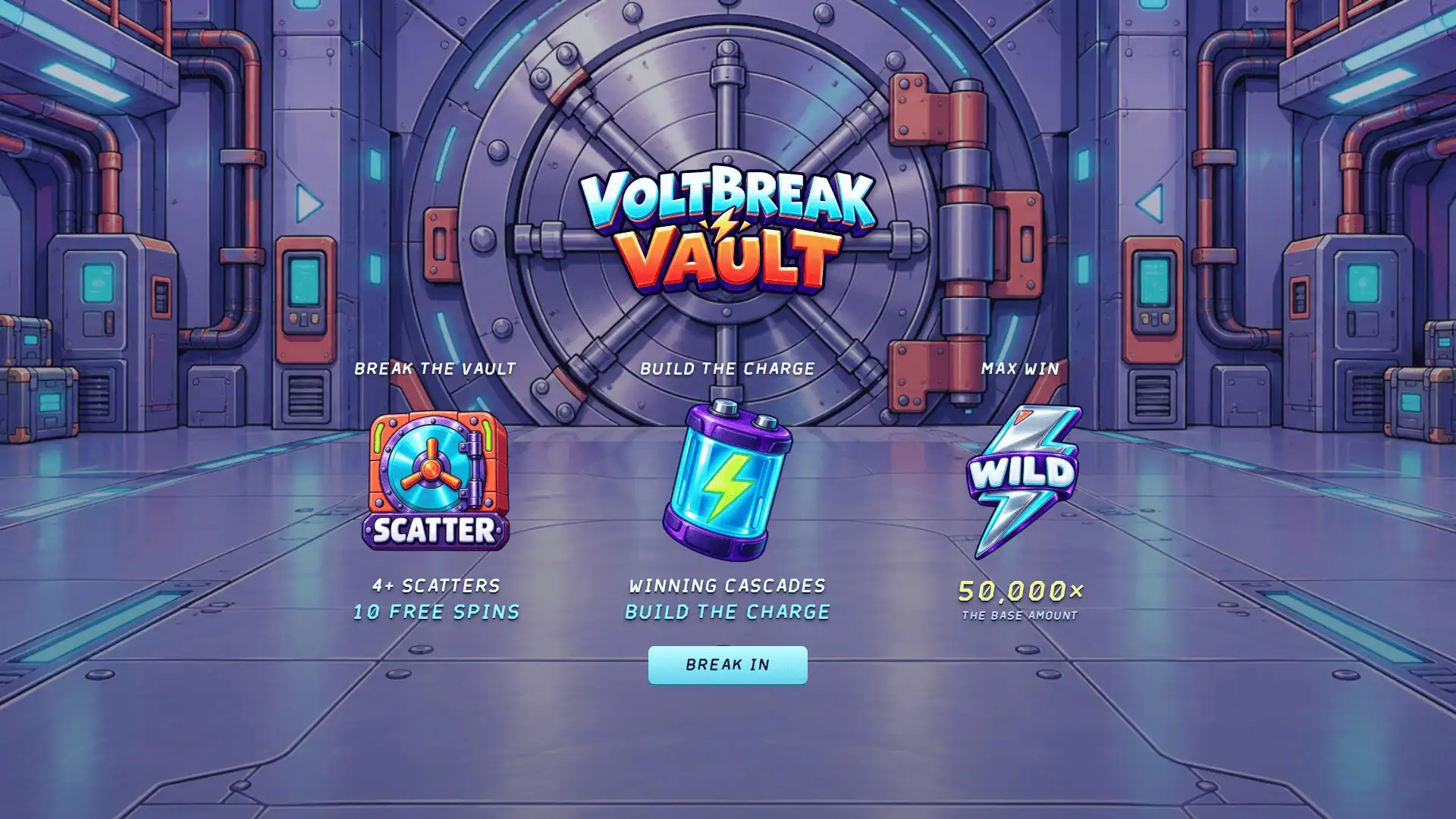 Voltbreak Vault slot intro screen