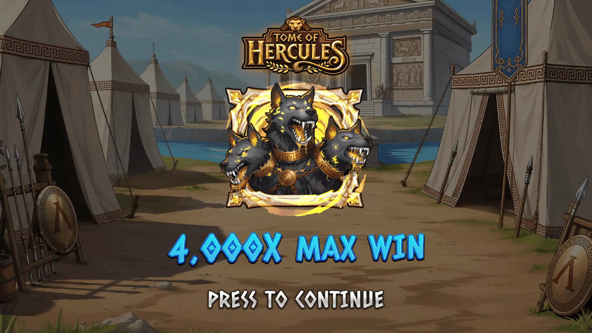 Tome of Hercules slot intro screen