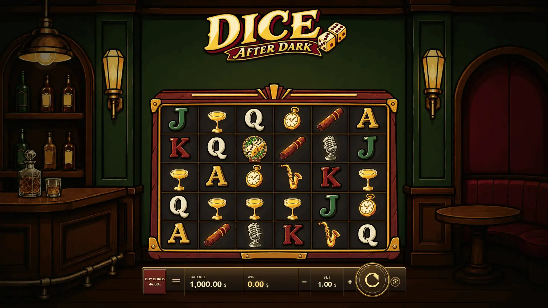 Dice After Dark slot gameplay reels