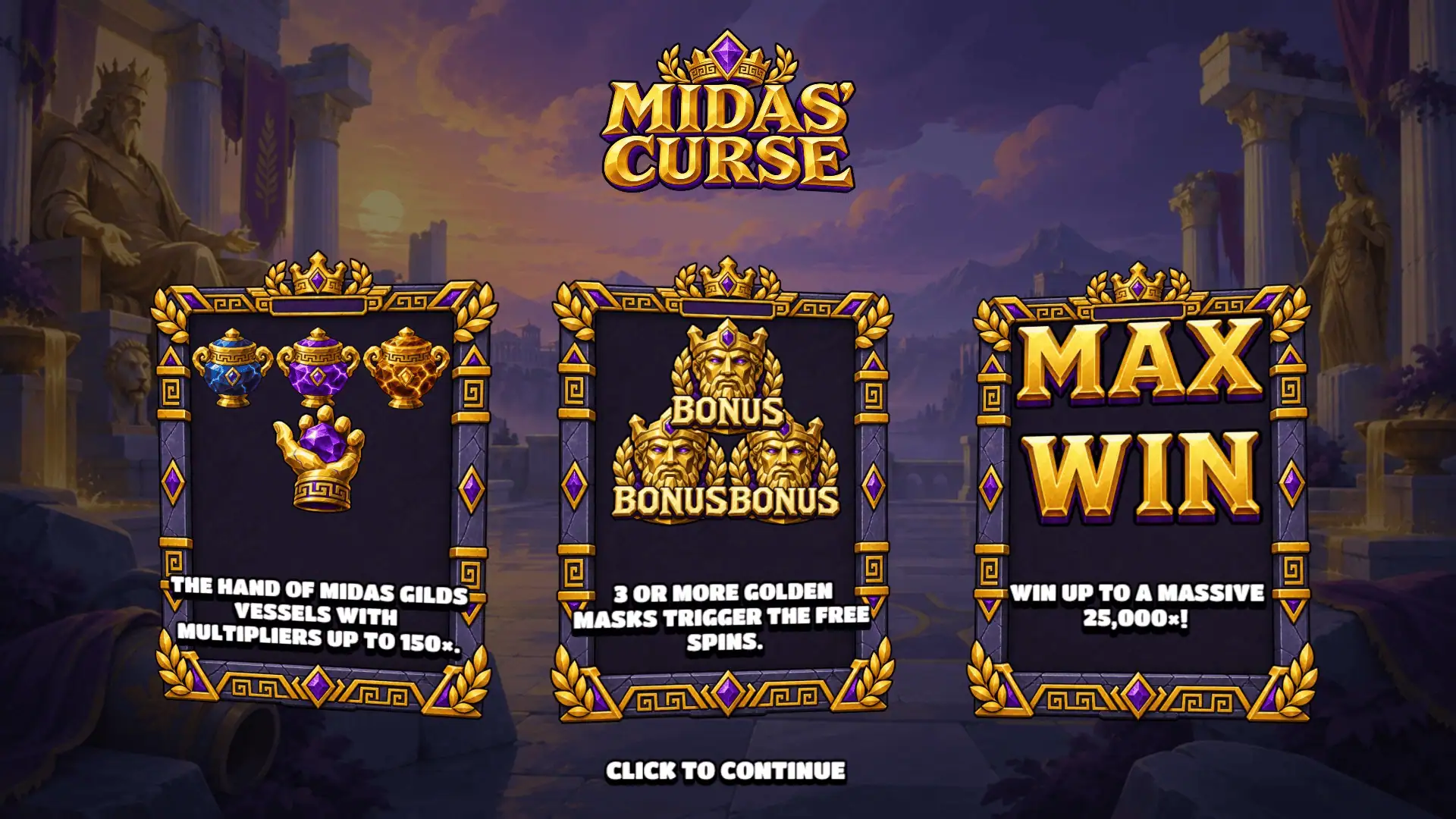 Midas Curse slot intro screen