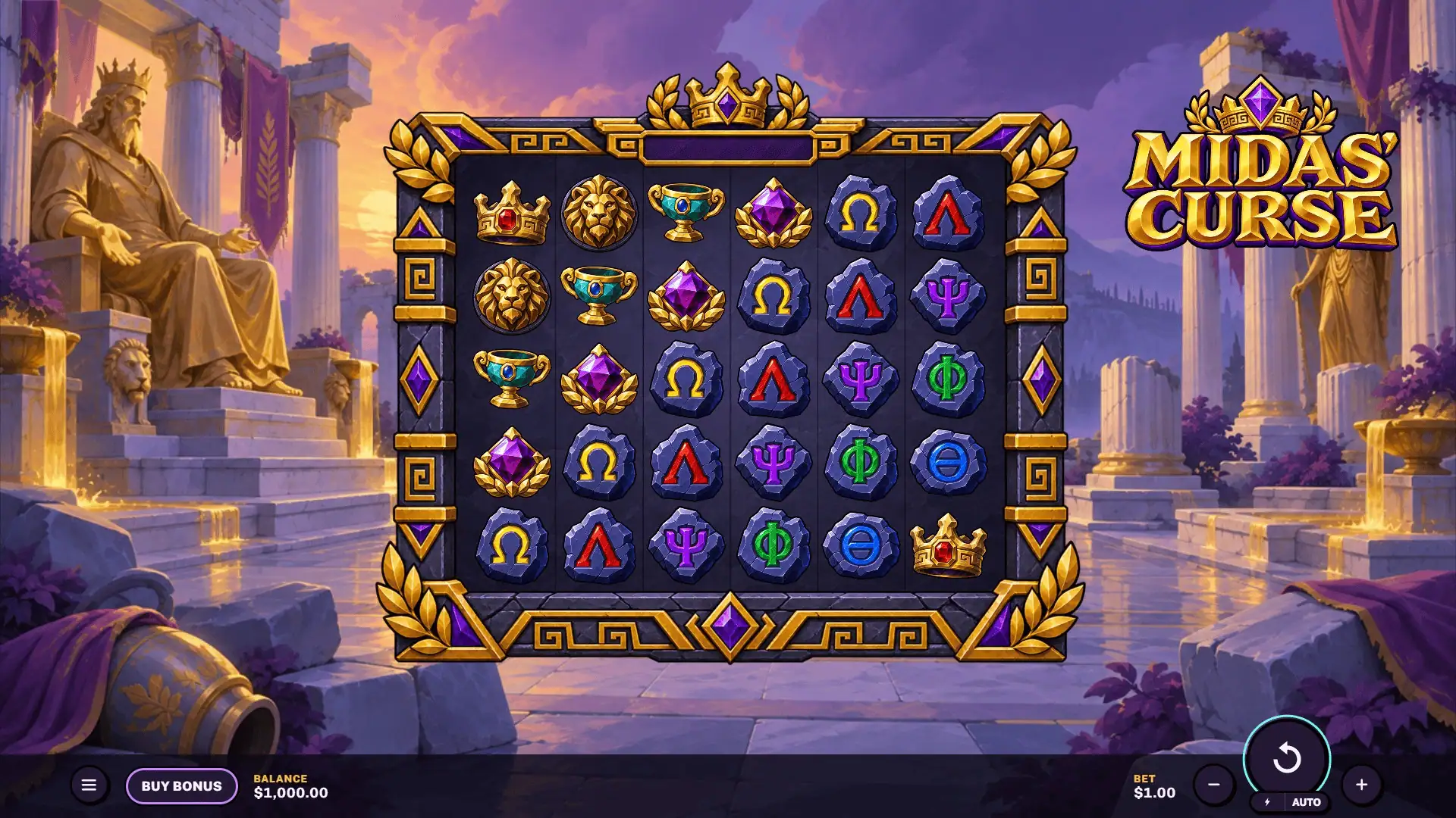 Midas Curse slot gameplay reels