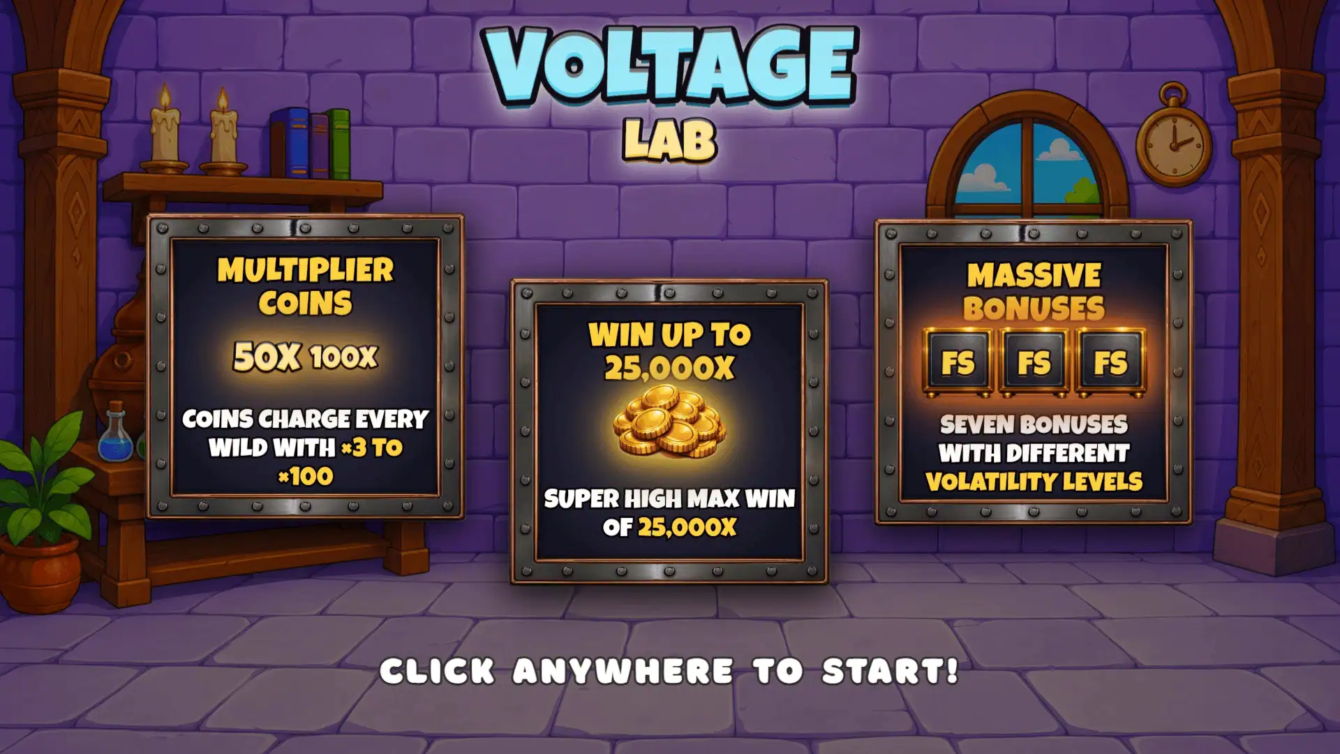 Voltage Lab slot intro screen