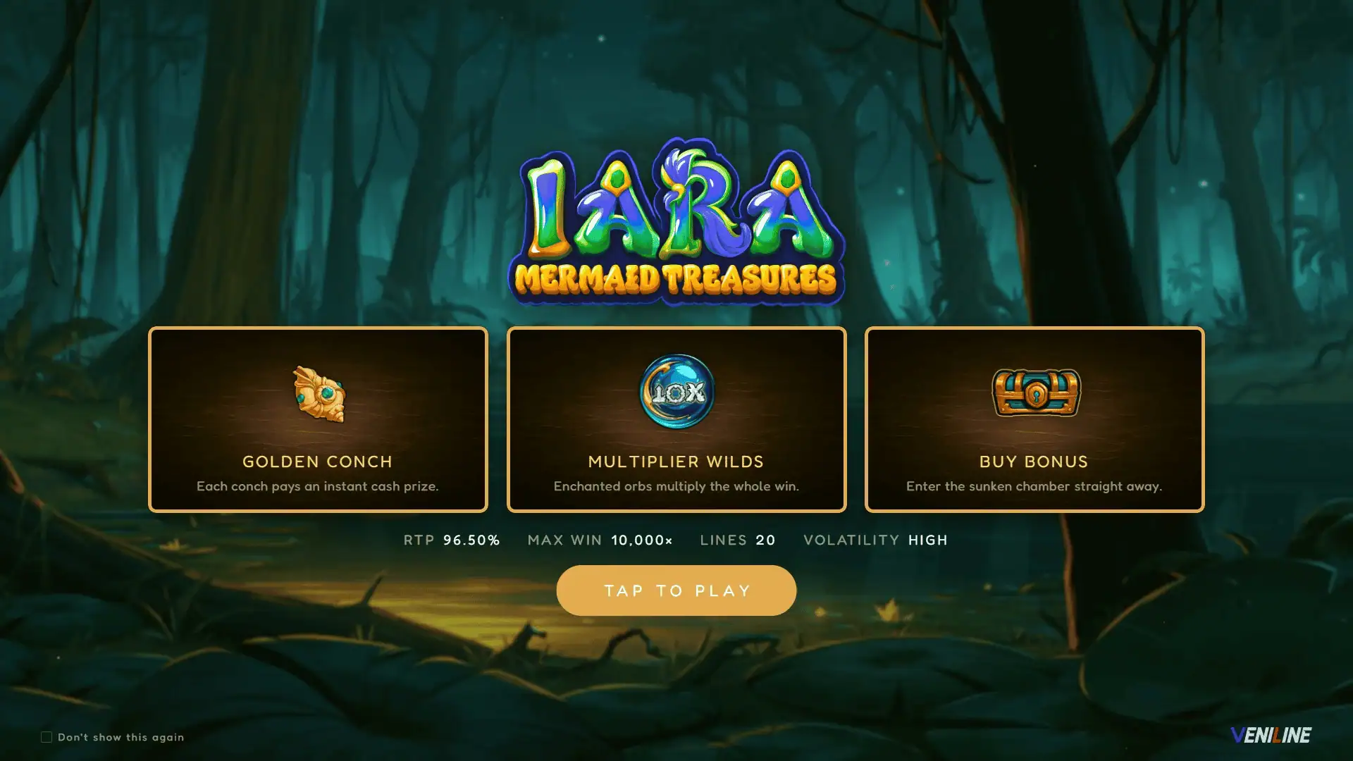 Iara Mermaid Treasures slot intro screen