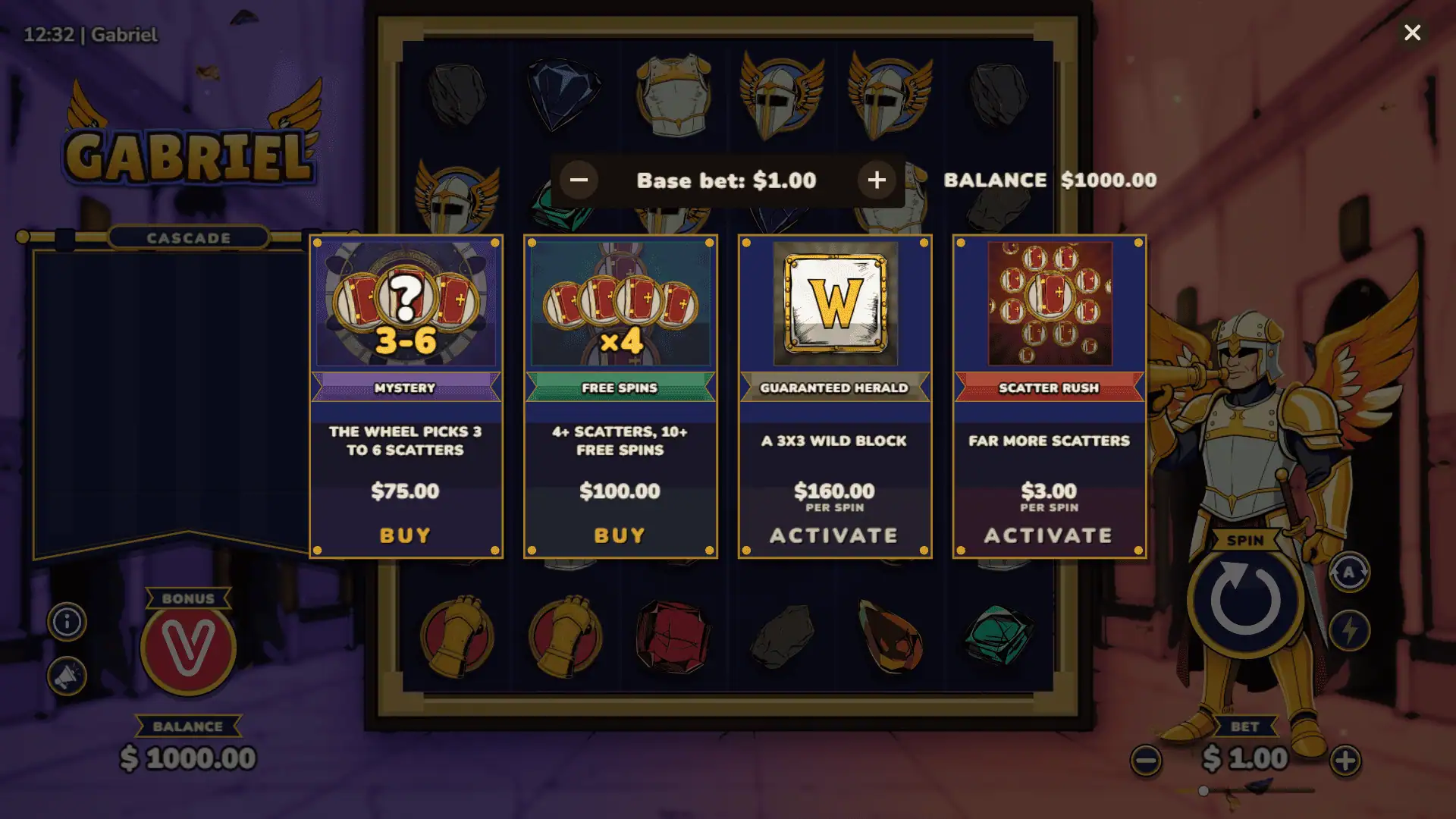 Gabriel bonus buy menu