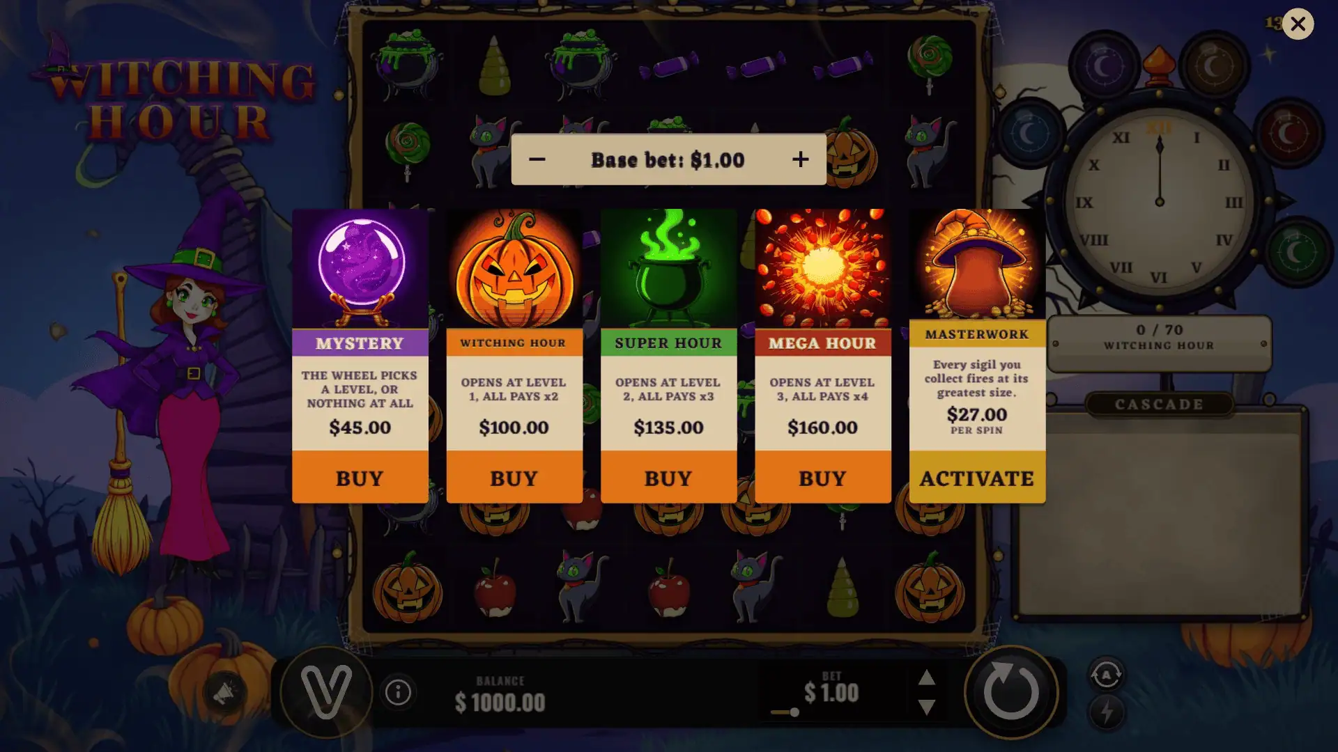 Witching Hour bonus buy menu