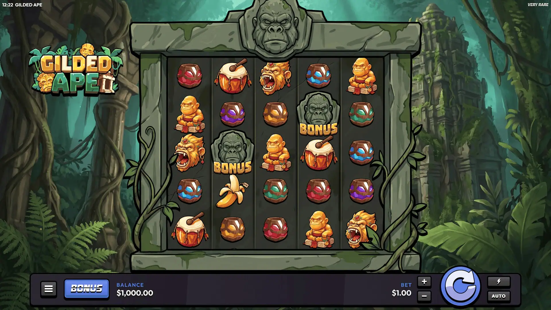 Gilded Ape slot gameplay reels