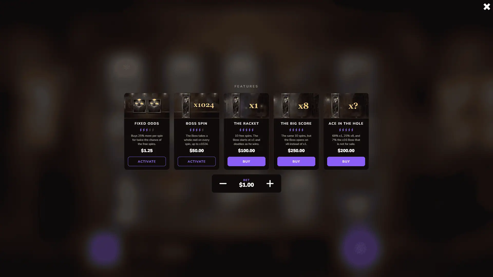 Razor Syndicate bonus buy menu