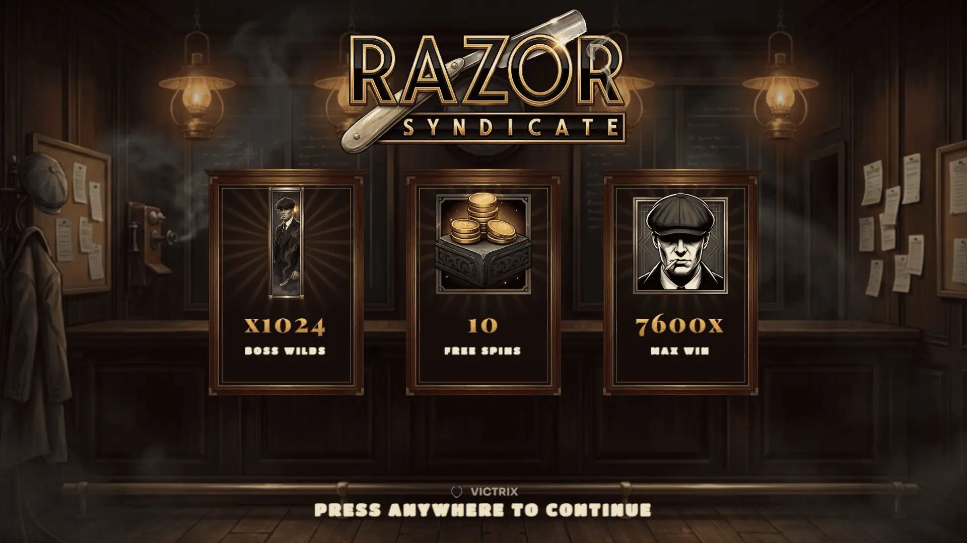 Razor Syndicate slot intro screen