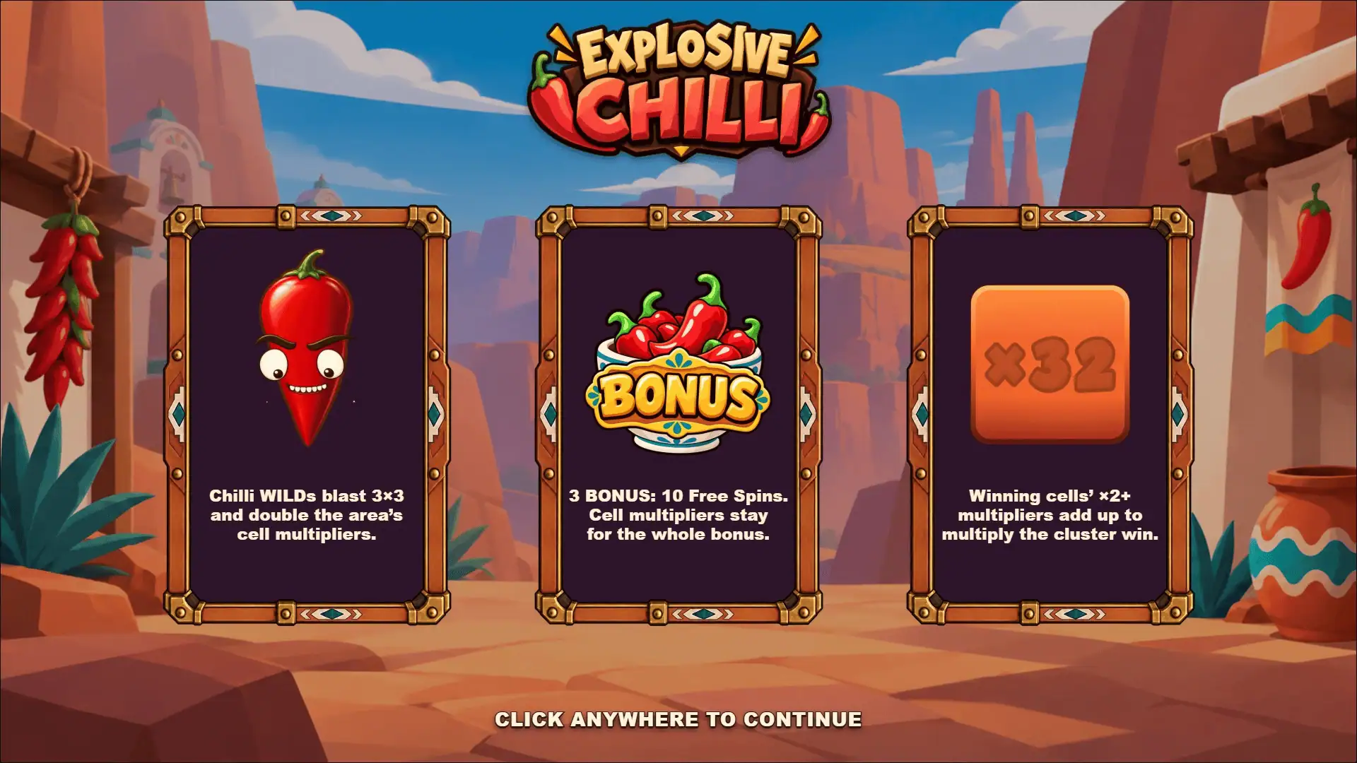 Explosive Chilli slot intro screen