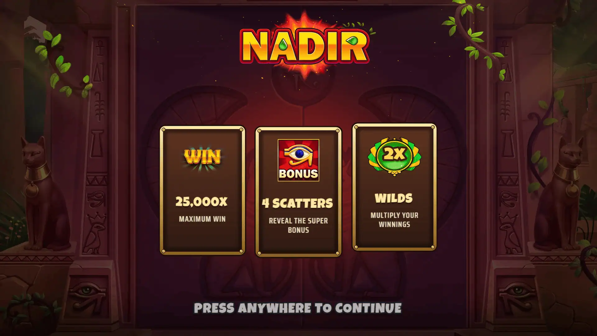 Nadir slot intro screen
