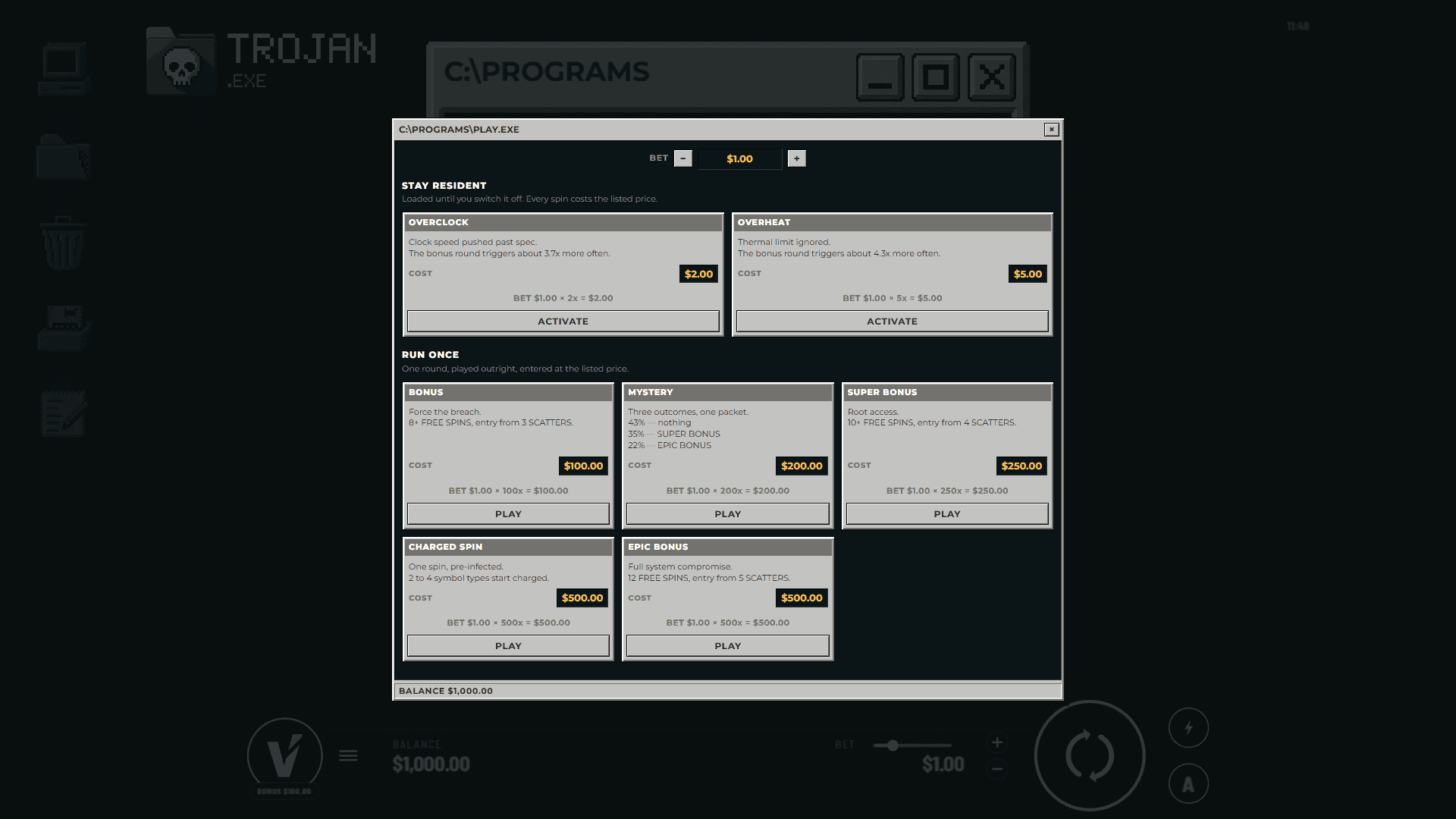 TROJAN.EXE bonus buy menu