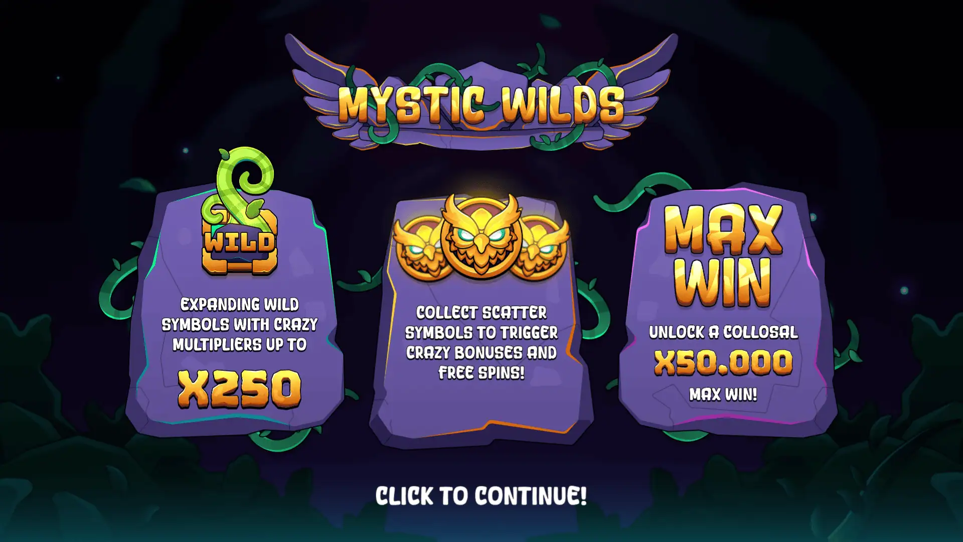 Mystic Wilds slot intro screen